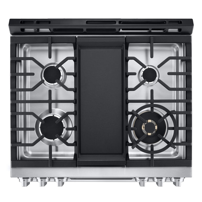 LG Studio 6.3 Cu. Ft. Smart Gas Range with Instaview & Air Fry - Smudge Proof Stainless Steel - LSGS6338F