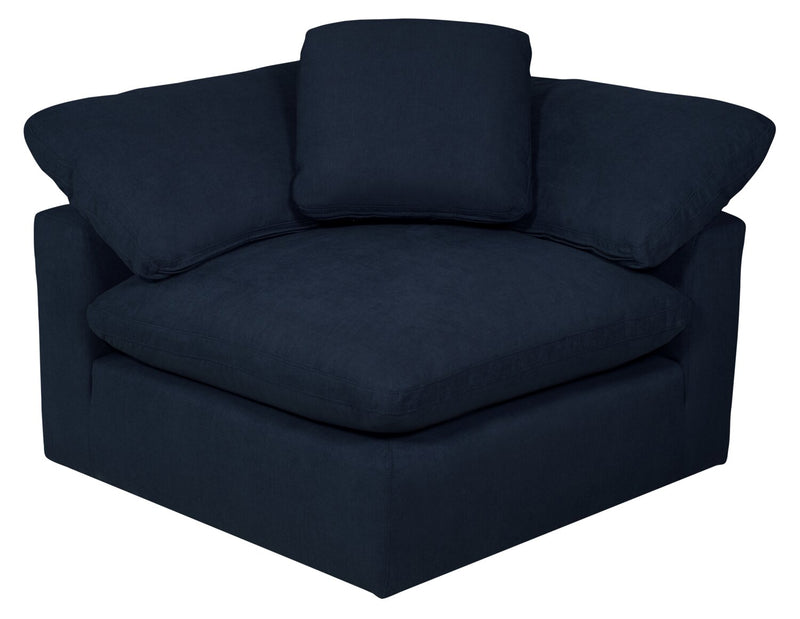 Eclipse Modular 124\" Linen-Look Fabric Sofa with Reversible Feather Down Cushions - Navy Blue