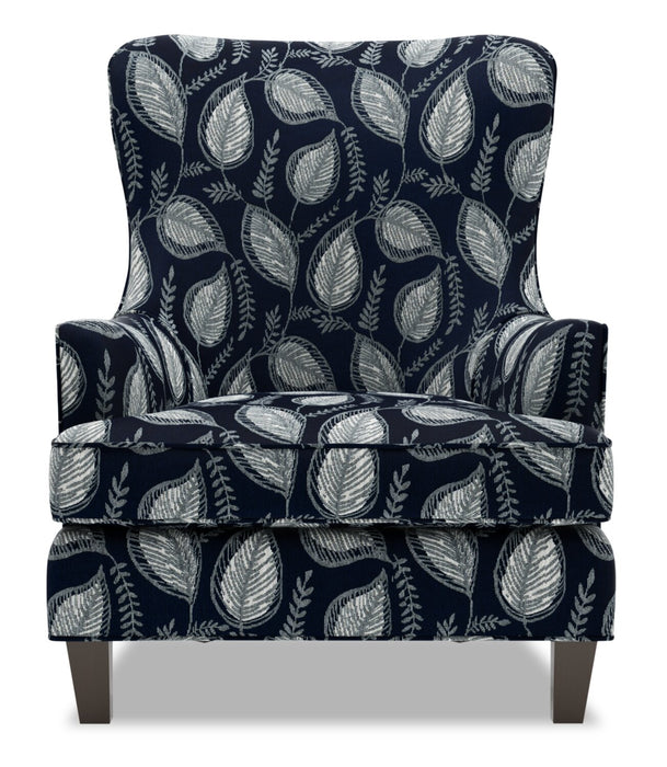 Made in Canada Sofa Lab Customizable Wingback 32\" Fabric Accent Chair - Midnight Multicolour