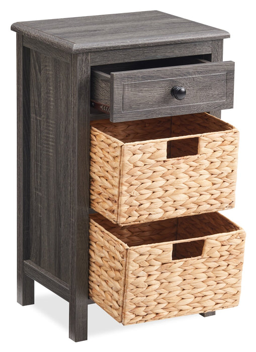 Jon 15.5\" Chairside Table with 2 Baskets & Drawer - Distressed Grey