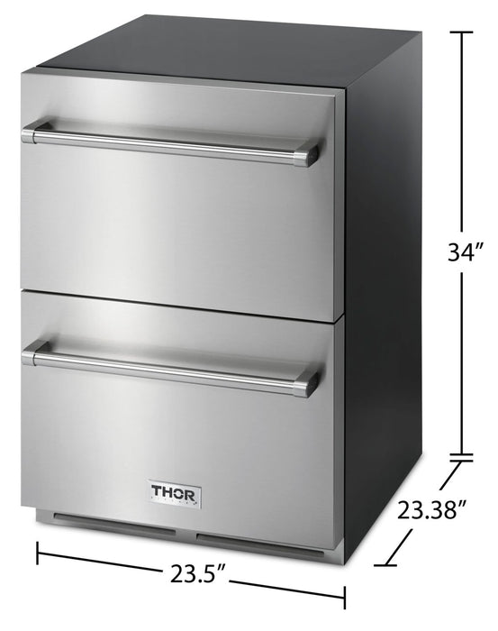 Thor 24\" 5.4 Cu. Ft. 2 Drawer  Refrigerator - Stainless Steel - TRF24U