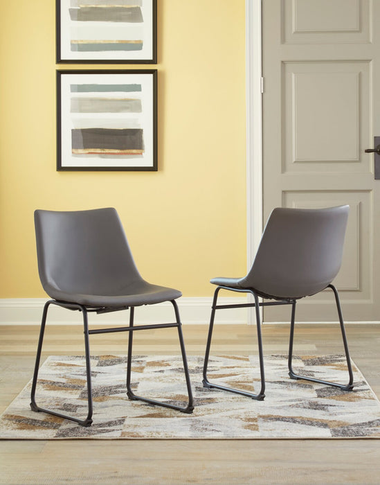 Cole Dining Chair with Vegan Leather Fabric, Metal - Grey