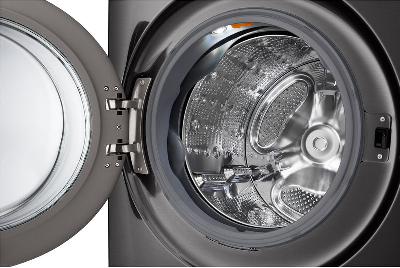 LG 5.8 Cu. Ft. Smart Front-Load High-Efficiency Steam Washer - Black Steel - Stackable - WM6700HBA