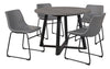 Cole 5pc Dining Set with Table & 4 Grey Chairs, Metal, Melamine, 42\"W Round