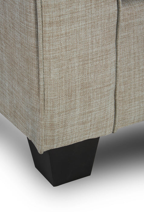 Made in Canada Sawyer 57\" Linen-Look Fabric Loveseat with Reversible Cushions and Accent Pillows - Light Grey