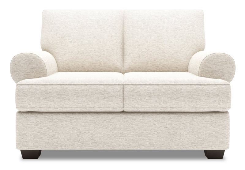 Made in Canada Customizable Sofa Lab Roll 64\" Chenille Fabric Loveseat with Rolled Arms - Luxury Sand Beige
