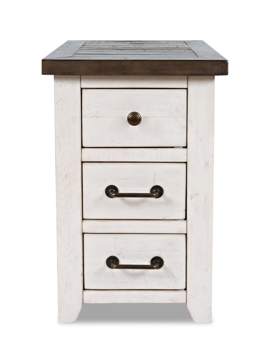 Morgan 16\" Rustic Powered Chairside Table with Storage - White with Reclaimed Wood