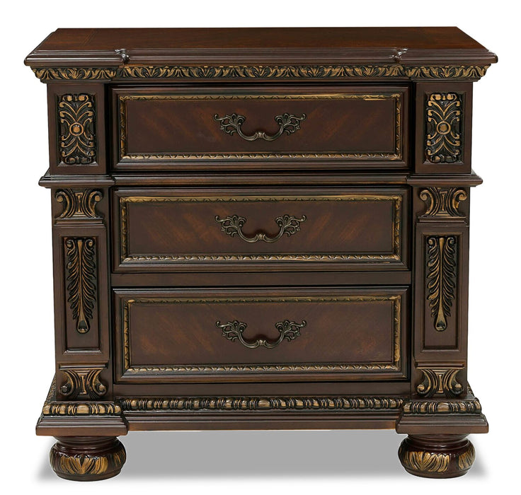 Wynn Bedside 3-Drawer Nightstand, 31\"W x 29.5\"H - Cherry Brown