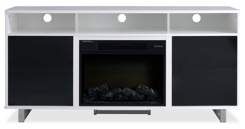 Ignatius 64\" Modern Electric Fireplace TV Stand with Storage & Cable Management for TVs up to 70\"- White