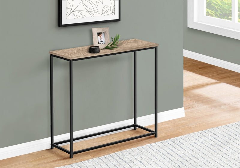 Alma 31.5\" Modern Sofa Table - Dark Taupe with Black Metal Frame