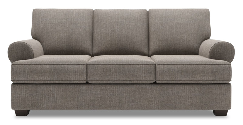 Made in Canada Customizable Sofa Lab Roll 86\" Linen-Look Fabric Sofa with Rolled Arms - Luna Smoke Grey