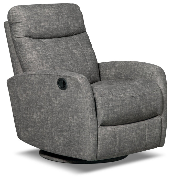 Jeffry 30.3\" Velvet Fabric Swivel Glider Reclining Chair - Grey