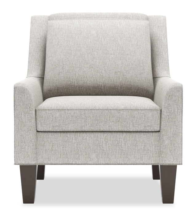 Made in Canada Sofa Lab Customizable Club 29\" Chenille Fabric Accent Chair with Wood Legs - Luxury Silver