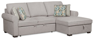 Scott Living Haven 2-Piece Right-Facing Chenille Fabric Sleeper Sectional with Storage Chaise - Grey
