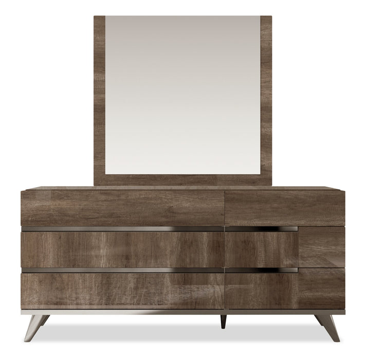 Gino Bedroom Dresser Mirror - Made in Italy, Modern - Brown
