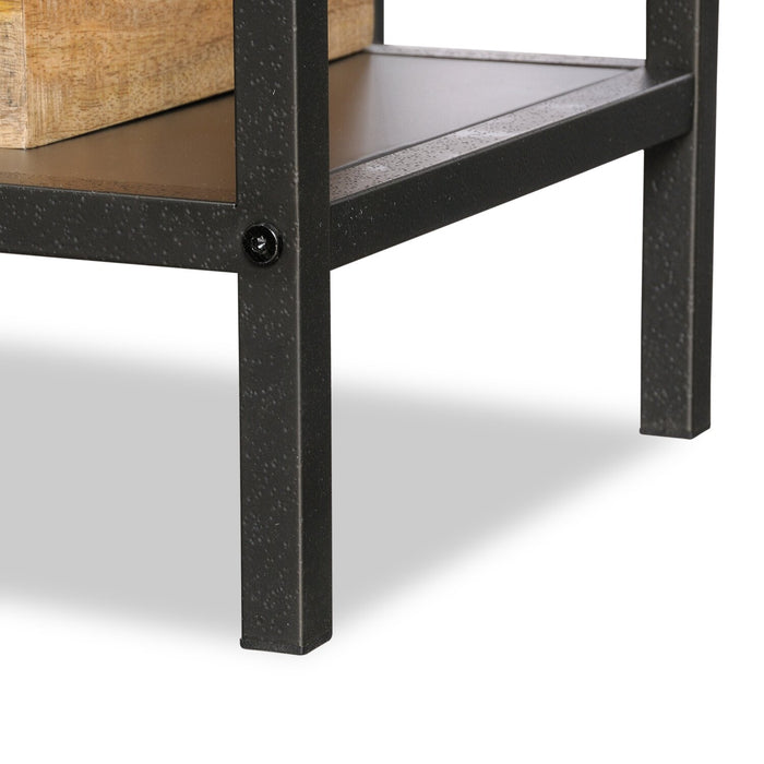 Tayla 60.67\" L-Shaped Office Desk with 2-Drawers & Cabinet - Vintage Oak & Black