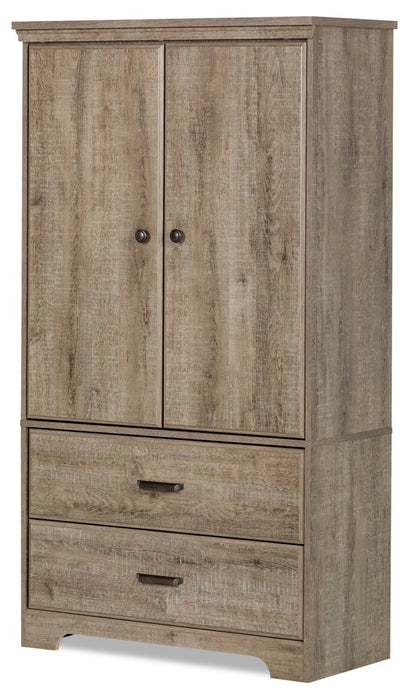 Holt Bedroom 2-Drawer Chest with Storage Cabinet, 33.75\"W x 63.5\"H, Made in Canada - Brown