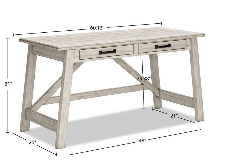 Carynhurst 60.13\" Office Desk with 2-Drawers - Whitewash