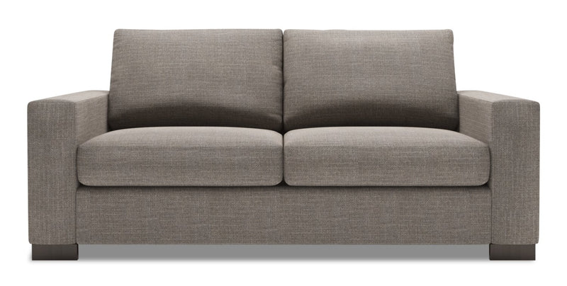 Made in Canada Customizable Sofa Lab Track 75\" Linen-Look Fabric Condo Size Sofa with Track Arms - Luna Smoke Grey