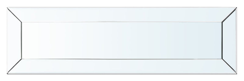 Berni 47.4\" Glam Mirror & Glass Top Sofa Table with Shelf - Silver Metal with Diamond Look Legs