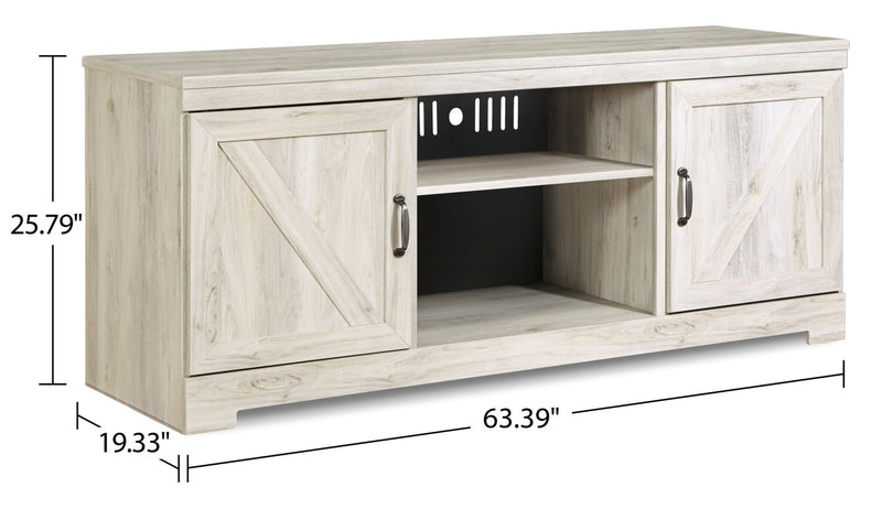 Bellaby 63\" Rustic TV Stand with Storage and Cable Management for TVs up to 70\"- Whitewash