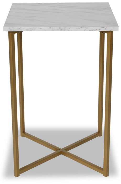 Mia 15.75\" Faux Marble Chairside Table - White & Gold