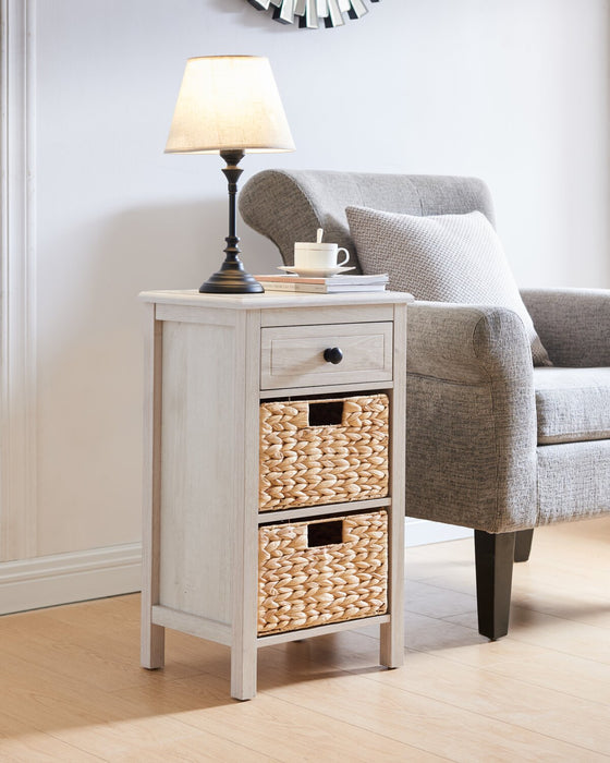 Jon 15.5\" Chairside Table with 2 Baskets & Drawer - White Oak