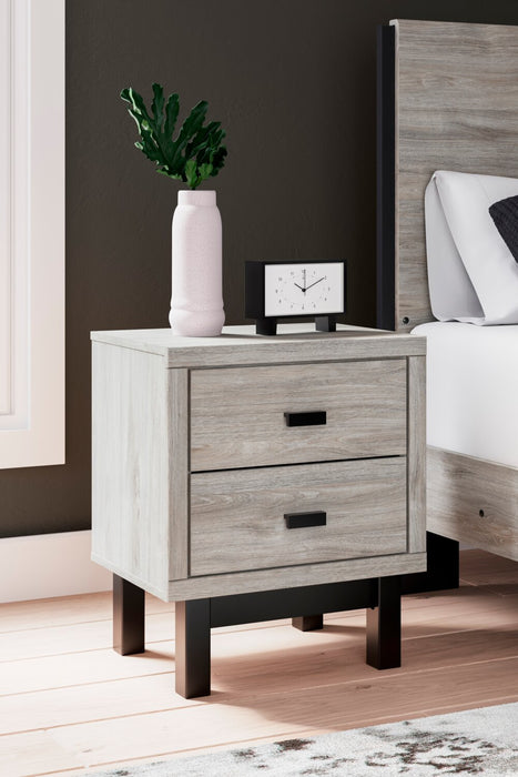 Zen Bedside 2-Drawer Nightstand with Built-in Charging Ports, 21.3\"W x 25\"H - Grey