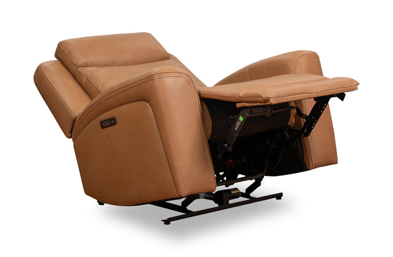 Scott Living Prescott 42.5\" Genuine Leather Power Reclining Chair with Power Headrest - Butternut Brown