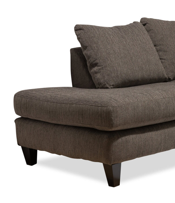 Made in Canada Nofia 2-Piece Left-Facing Chenille Fabric Sectional with  Accent Pillows and Wood Legs - Charcoal Grey