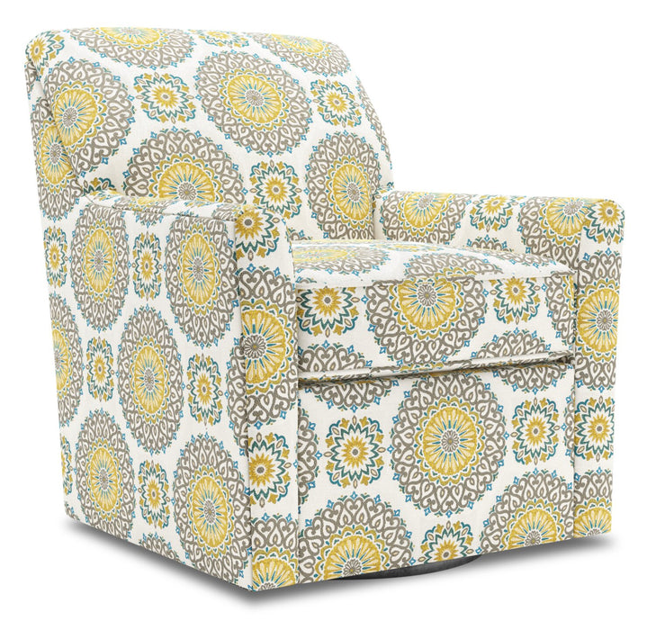 Made in Canada Sofa Lab Customizable Swivel 31\" Fabric Accent Chair - Jade Multicolour