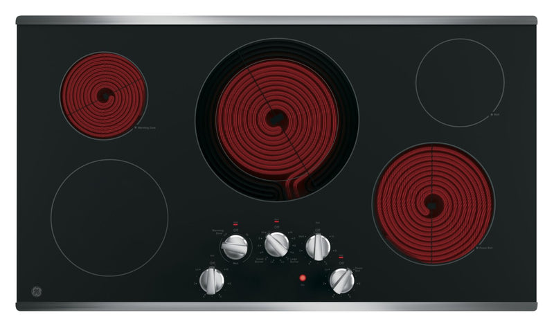 GE 36\" 5-Element Electric Cooktop - Black Stainless - JP3036SLSS