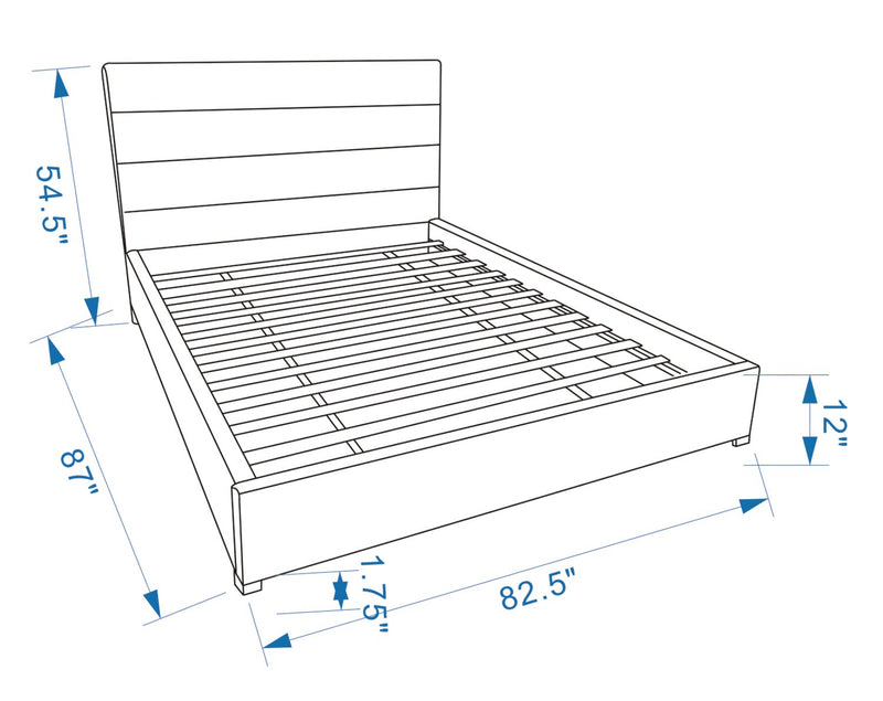 Kort & Co. Clay Upholstered Platfom Bed in Brown Vegan-Leather Fabric, Tufted - King Size
