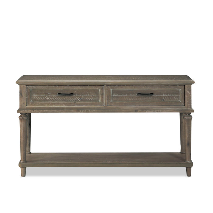 Winston 54\" Rustic Sofa Table with Storage and Shelf - Light Brown with Driftwood Finish