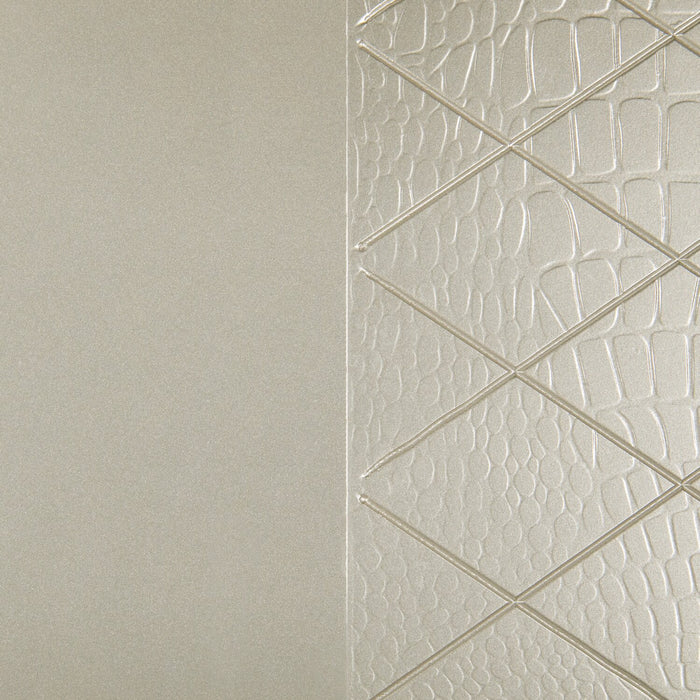 Tyra Panel Bed with Headboard & Frame, Glam, Vegan Leather, Button-Tufted, Champagne - King Size