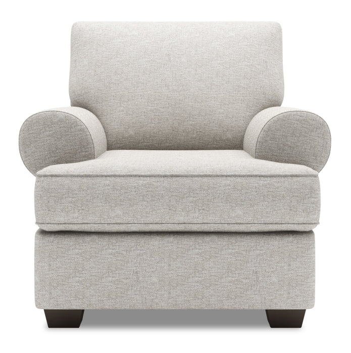 Made in Canada Sofa Lab Customizable Roll 42\" Chenille Fabric Chair with Rolled Arms - Luxury Silver