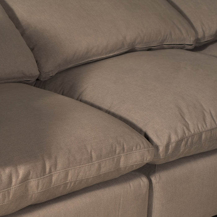 Eclipse Modular 86\" Linen-Look Fabric Loveseat with Reversible Feather Down Cushions - Slate Brown