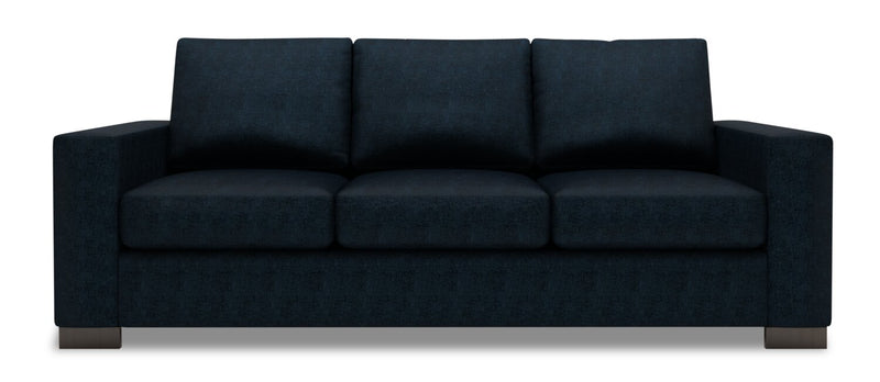 Made in Canada Customizable Sofa Lab Track 85\" Chenille Fabric Sofa Bed with Track Arms - Luxury Indigo Blue