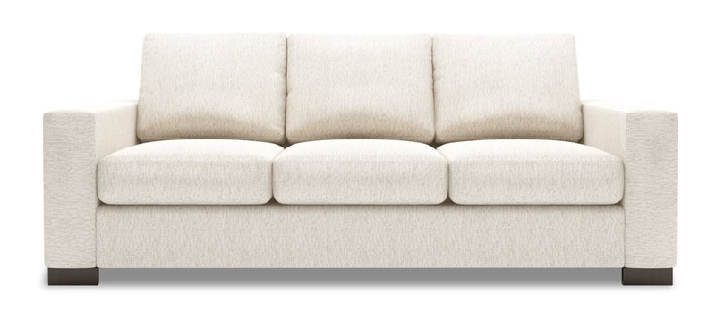 Made in Canada Customizable Sofa Lab Track 85\" Chenille Fabric Sofa with Track Arms - Luxury Sand Beige