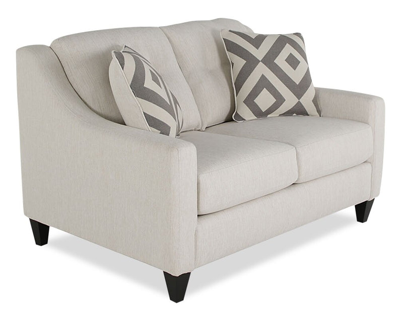 Made in Canada Cindy Crawford Home Kylie 55\" Linen-Look Loveseat with Wood Legs - Zeus Pearl