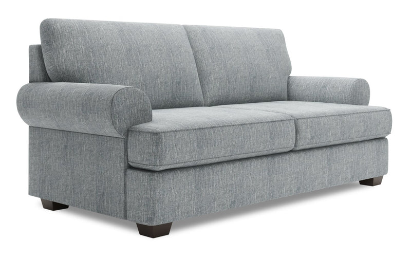 Made in Canada Customizable Sofa Lab Roll 76\" Linen-Look Fabric Condo Size Sofa with Rolled Arms - Luna Pewter Grey