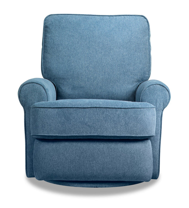 Bevin 34.4\" Chenille Fabric Swivel Glider Reclining Chair - Blue