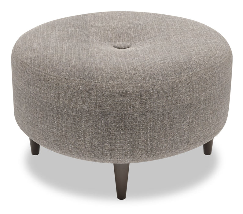 Made in Canada Customizable Sofa Lab The Curve 31\" Linen-Look Fabric Ottoman - Luna Smoke Grey