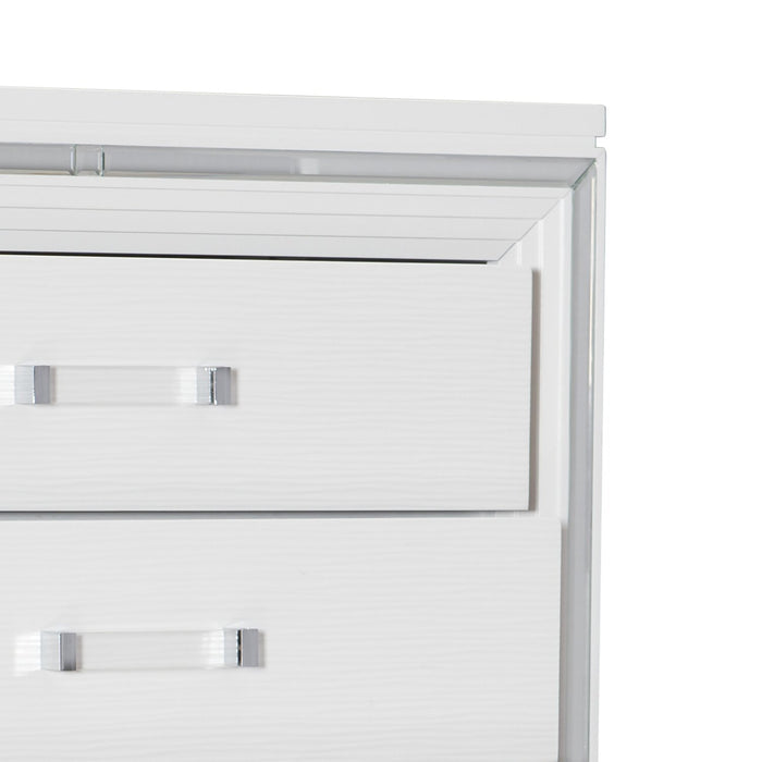 Max Bedroom Chest of Drawers, 5-Drawer, 38\"W x 54.3\"H, Glam - White