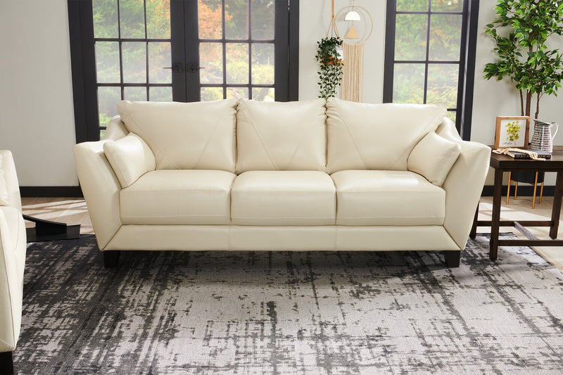 Chateau d'Ax Lusso 92\" 100% Genuine Leather Sofa with Wood Legs - Smoke Grey