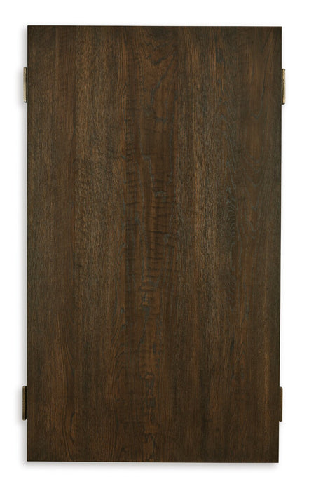 Terza 55.13\" Contemporary Coffee Table - Dark Brown Wood Top with Bronze Metal Legs