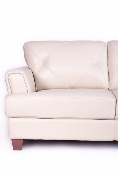 Chateau d’Ax Vita 70\" 100% Genuine Leather Loveseat with Diamond Pattern Stitching and Wood Legs - Smoke Grey