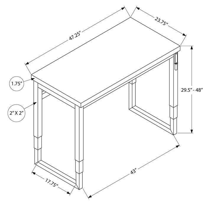 Kai 47.25\" Adjustable Height Office Desk - White