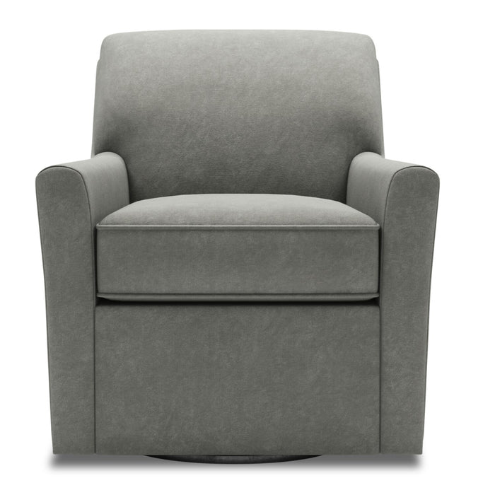 Made in Canada Sofa Lab Customizable Swivel 31\" Velvet Fabric Accent Chair - Platinum Grey