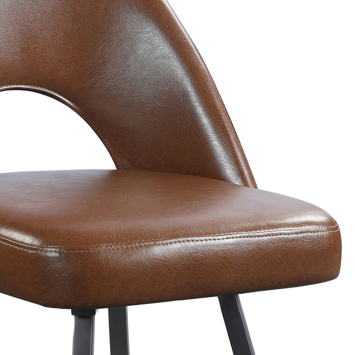 Elijah Dining Chair with Vegan Leather Fabric, Metal - Brown